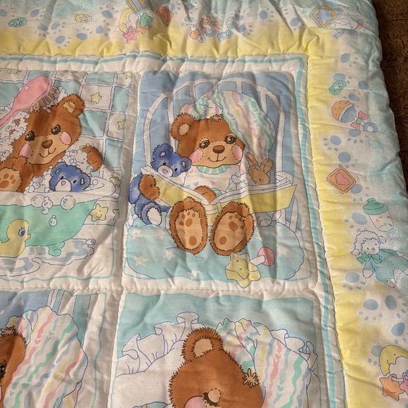 Vintage Baby Morgan TEDDY BEDDY Bear Comforter Quilt Crib Blanket W/ Pillow - Picture 8 of 9